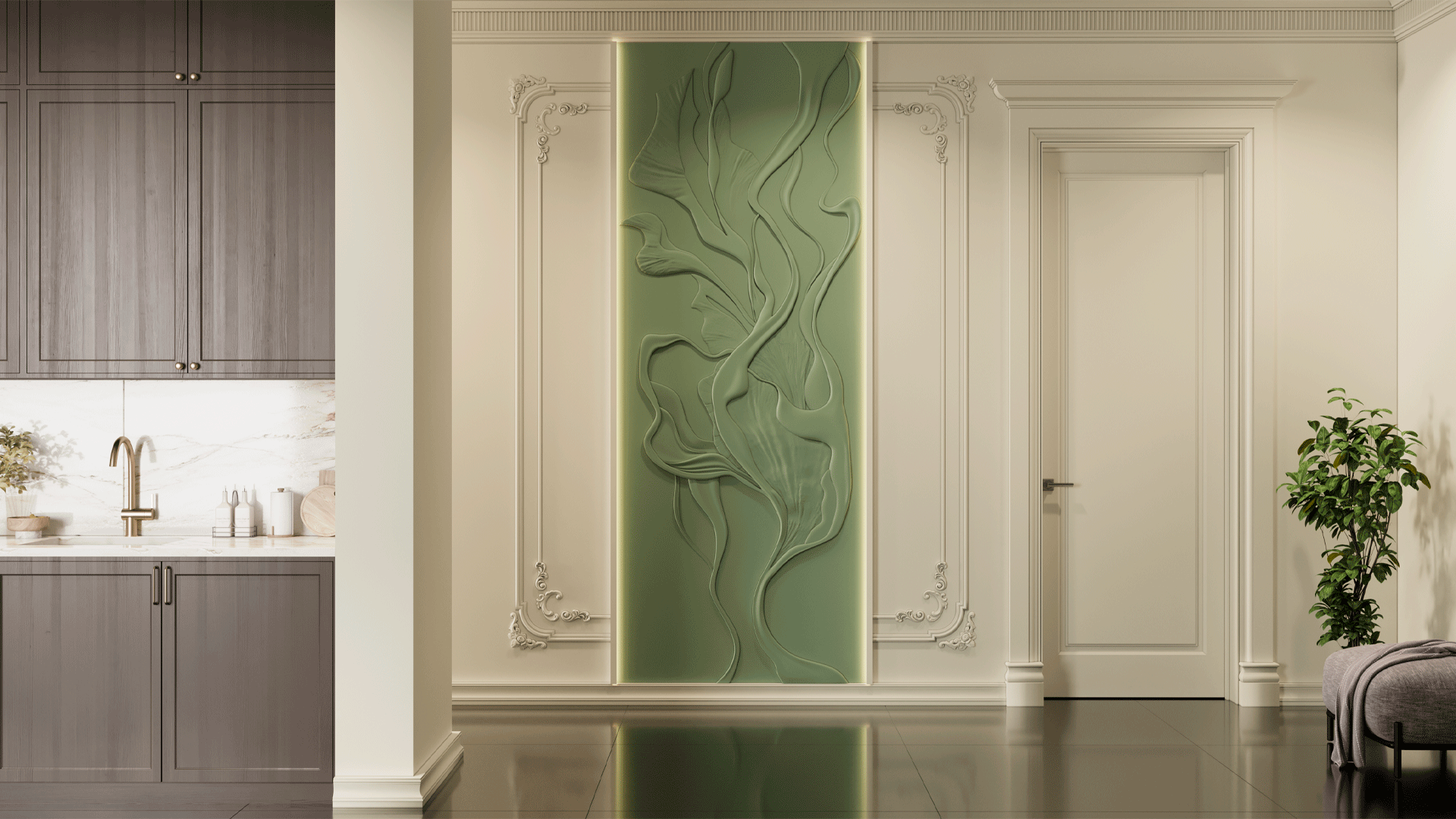 3D Гипсовое панно ECHO, 3000х1200 мм, 3,6 м2